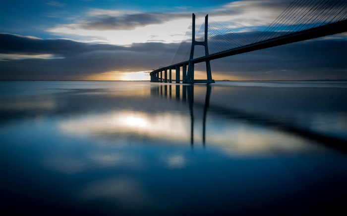 Vasco da gama bridge sunrise-2016 de alta calidad fondo de pantalla HD Vistas:6492