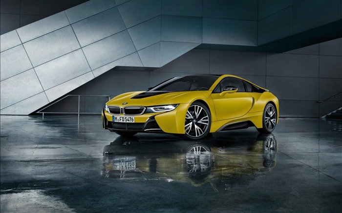 BMW i8 congelado amarillo 2017-Brand Car fondo de pantalla HD Vistas:8942