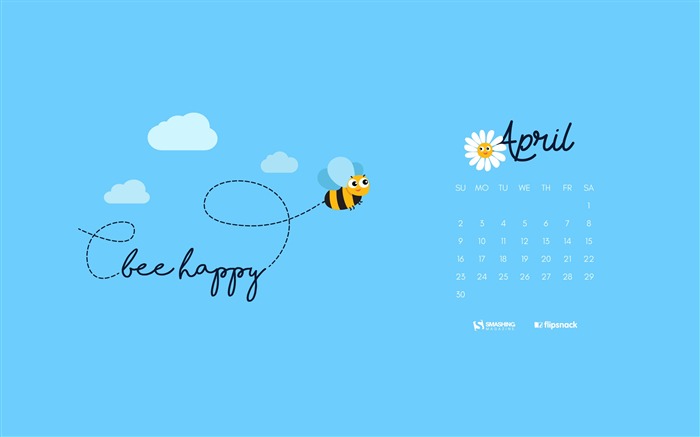 Be Happy Bee-April 2017 Calendário Wallpaper Visualizações:7410