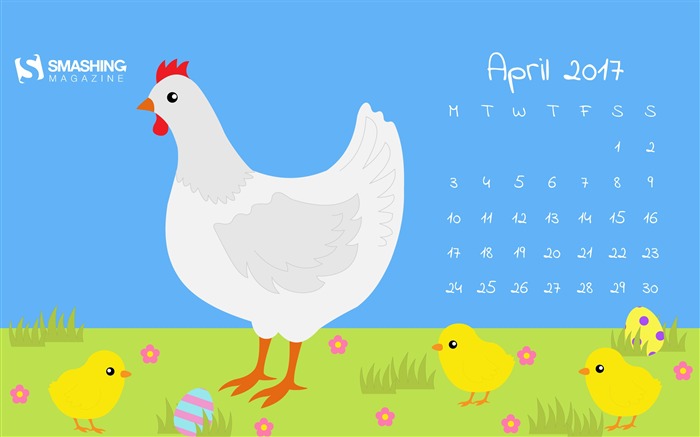 Happy Chickens-April 2017 Calendar Fondo de pantalla Vistas:6990