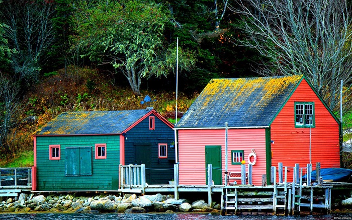 Pequeño pueblo de pescadores de otoño-Country Nature Scenery fondo de pantalla Vistas:9059