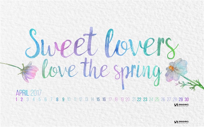 Fondo de pantalla de Sweet Lovers-April 2017 Calendar Vistas:5521