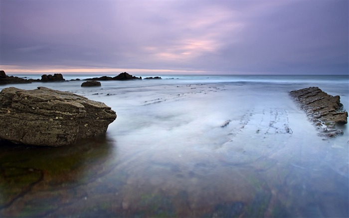 Día nublado y mar rocas-naturaleza paisaje fondo de pantalla Vistas:7788