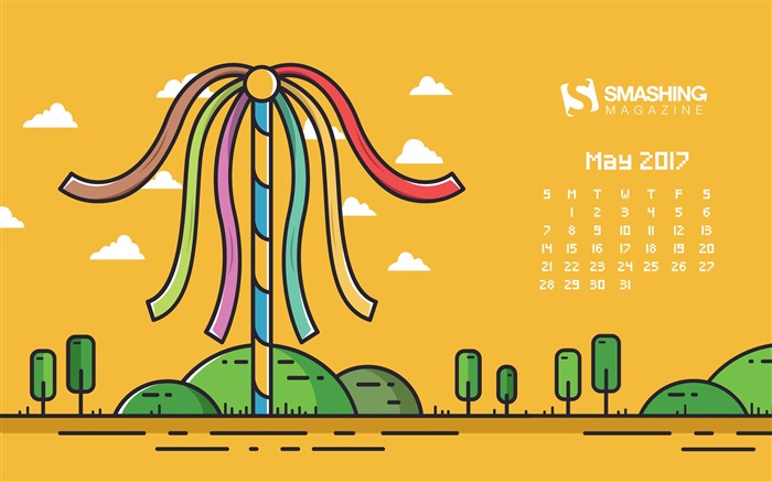 Fondo de pantalla de calendario retro de mayo a mayo de 2017 Vistas:6602