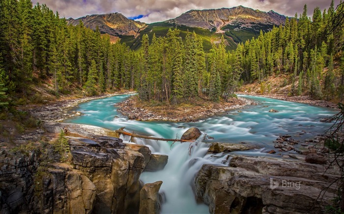 Canada Sunwapta Falls dans le parc national Jasper-2017 Bing Fonds d'écran Vues:8668