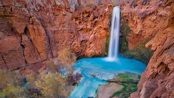 Mooney Falls dans le Havasu Canyon Parc national du Grand Canyon-2017 Bing Fonds d'écran Vues:7899