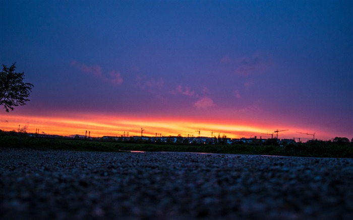 Céu nocturno sunset road-2017 Nature HD Wallpaper Visualizações:10092