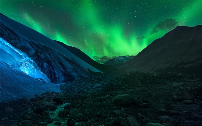 Papel pintado de alta calidad verde Aurora Borealis-2017 Vistas:7863