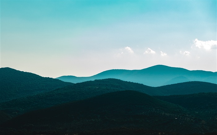 Montanhas árvores céu noturno-cenário HD Wallpaper Visualizações:11517