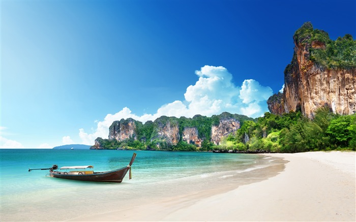 Thailand beach shore boat rocks-Nature HD Wallpapers Views:14332 Date:2017/8/25 1:00:03