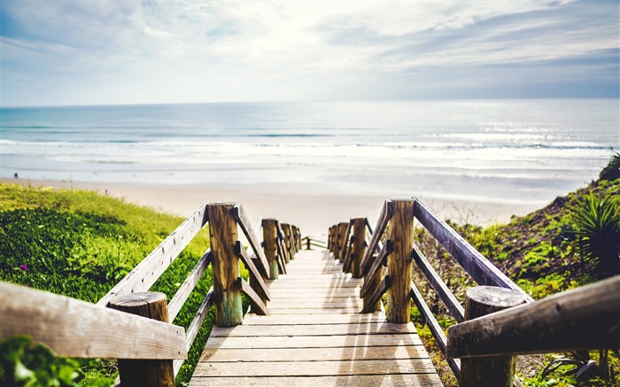 Escaleras de madera beach-2017 fondo de pantalla de alta calidad Vistas:7879