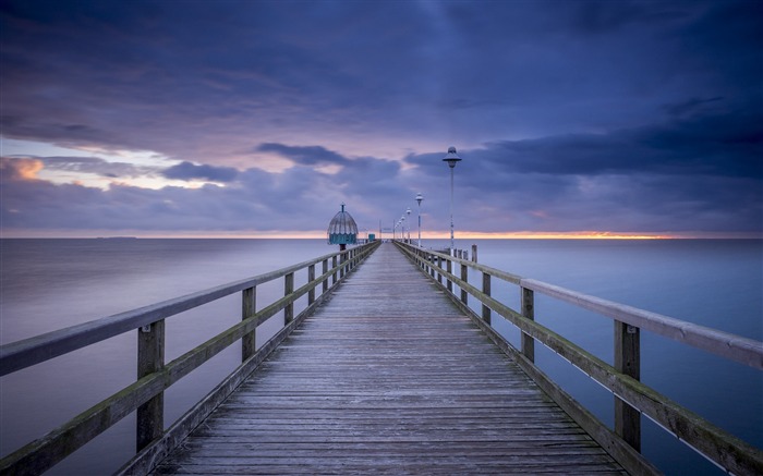 Beach boardwalk bridge clouds-2017 Nature fondo de pantalla HD Vistas:10784