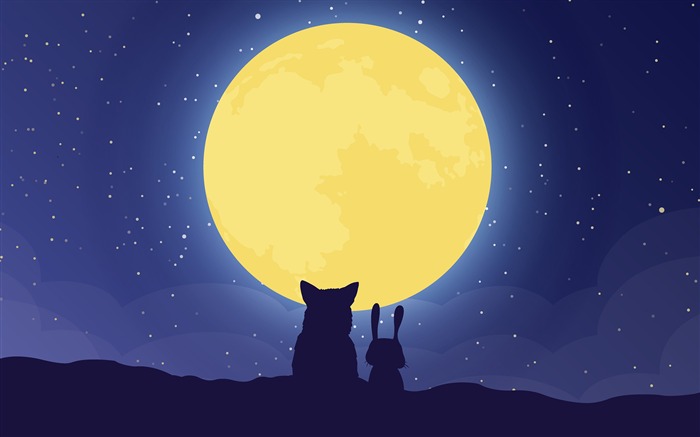 Cartoon fox rabbit full moon 2017 High Quality Wallpaper Views:18128 Date:2017/11/25 0:17:37