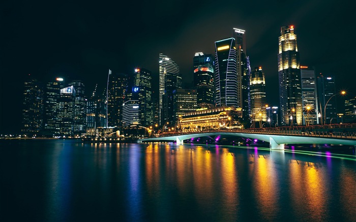 City skyscrapers bridge panorama HD papel de parede de mesa Visualizações:10595