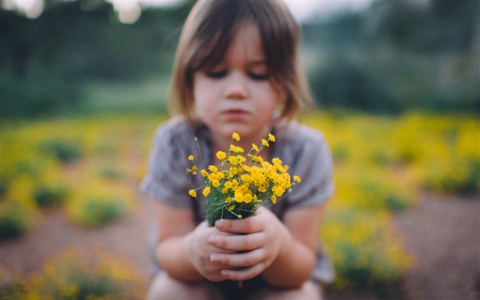 Little girl holding yellow wildflowers 2017 HD Wallpaper Views:6314 Date:2017/11/11 22:16:41