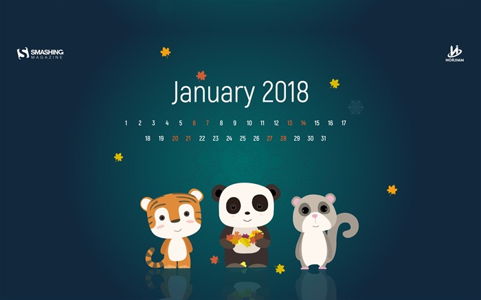 新年快乐，2018年，一月，日历 浏览:9746