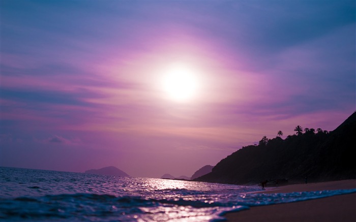 Plage, océan, violet, coucher de soleil, HDR, paysage Vues:10327