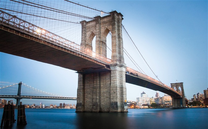 Brooklyn, puente, paisaje urbano, cielo azul Vistas:8697