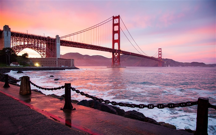 Ciudad, bahía, puente, arquitectura, amanecer Vistas:12190