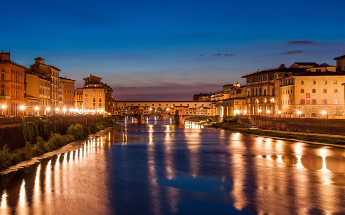 Florencia, Italia, viaje, ciudad, río, noche Vistas:11962