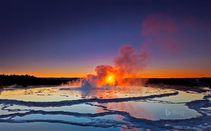 Great Geyser da fonte, Yellowstone National Park, Bing, 2018 Visualizações:10205