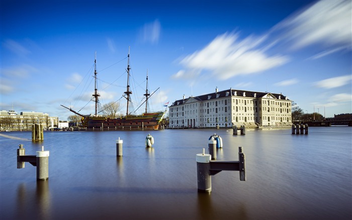 Porto, cidade, mar, barco, manhã, horizonte Visualizações:6983