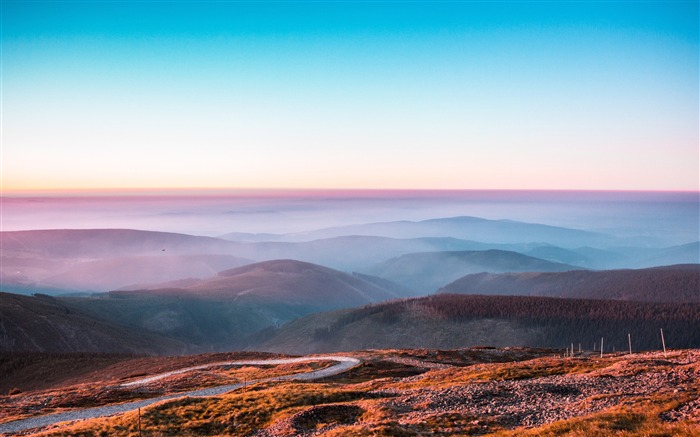 Haute montagne, lever du soleil, horizon, paysage Vues:9646