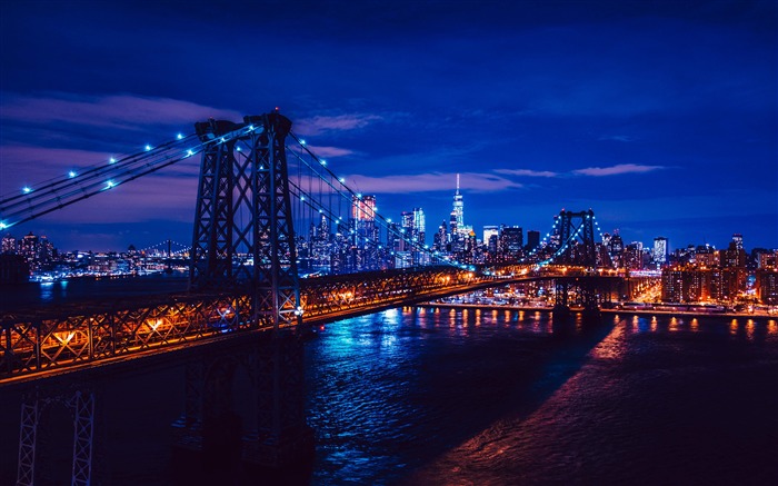 New York, Manhattan, Brooklyn, pont, nuit Vues:20699