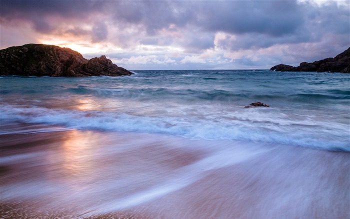 Oceano, Praia, Ondas, Nuvens, Nascer do sol Visualizações:10008