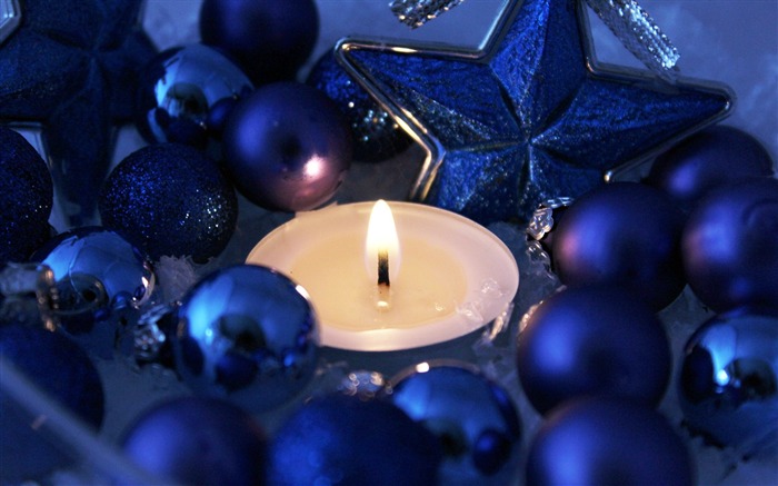 Bleu, noël, décoration, boule, bougie blanche Vues:6782