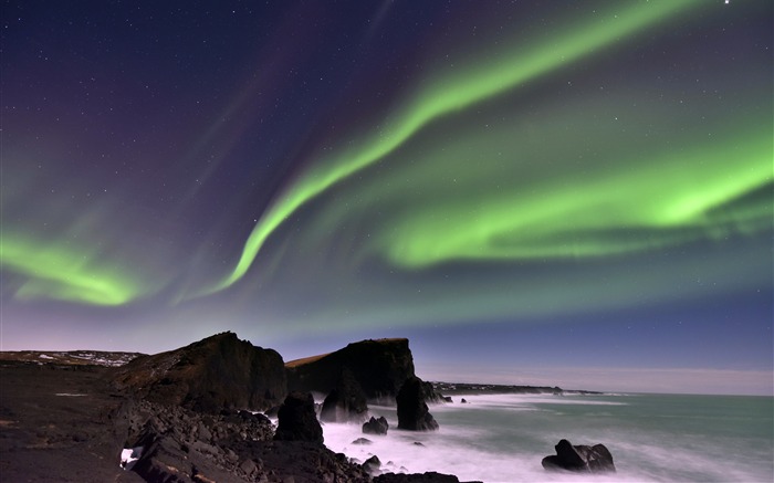 islândia, península, costa, aurora boreal Visualizações:8736