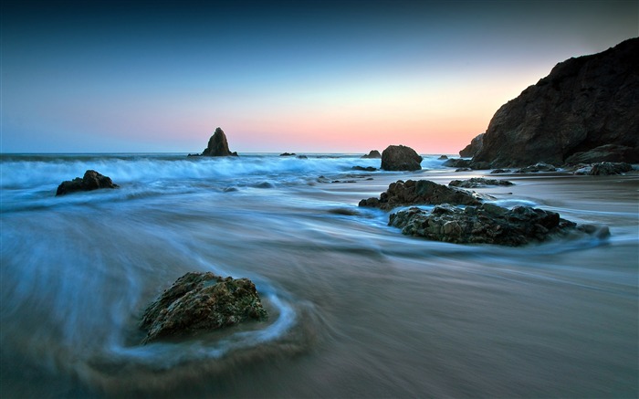 Plage, rocher, matin, mer, horizon, HD Vues:15477