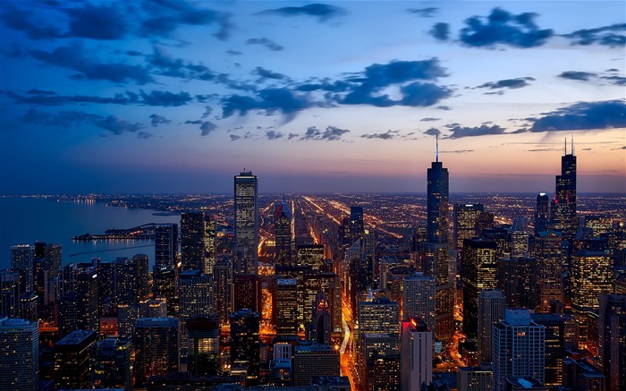 Horizonte, arquitectura, cielo, puesta de sol, noche de ciudad Vistas:11576