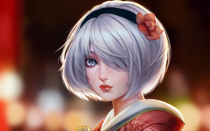 Japan white hair kimono girl close-up Views:14457 Date:2018/4/14 23:13:03