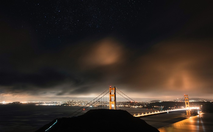 Ponte Golden gate, noite, nuvem, horizonte Visualizações:9815