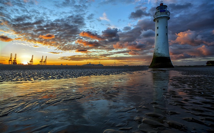 Puerto, costa, playa, faro, ocaso, paisaje Vistas:13778