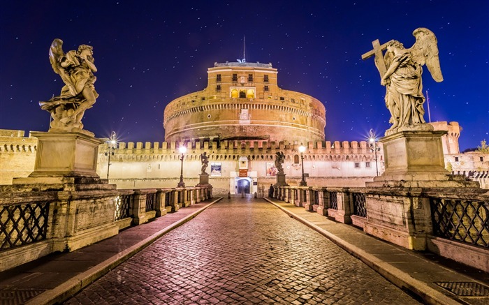 Rome, castel santangelo, nuit, éclairage Vues:11379