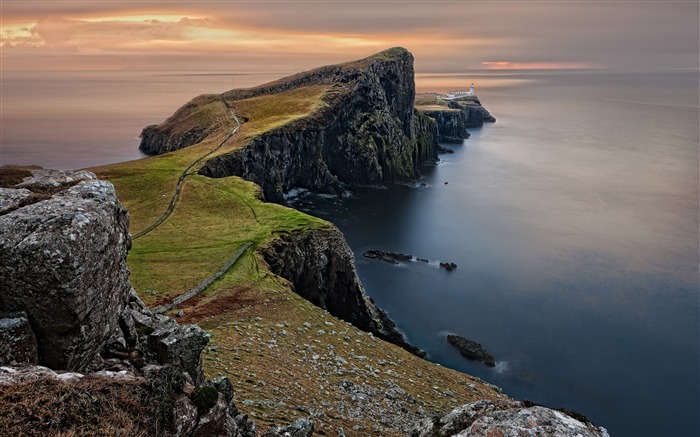 Británico, océano, costa, acantilado, puesta del sol, paisaje Vistas:12639