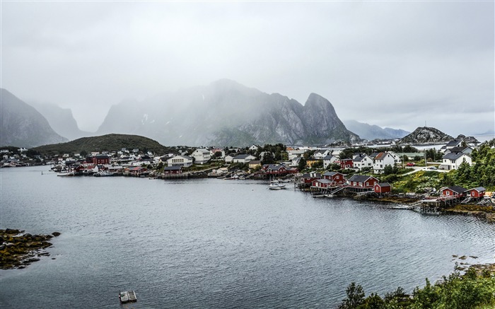 Europeo, turístico, ciudad, temporada de lluvias, lago, brumoso Vistas:7872