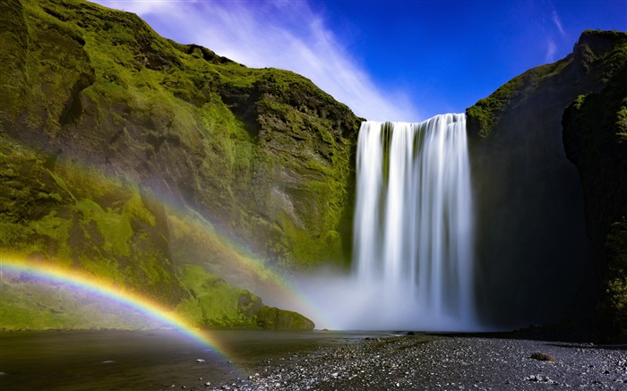 冰岛，Skogafoss，瀑，溪，彩虹 浏览:13039