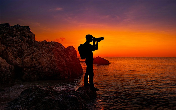 Oceano, pôr do sol, horizonte, fotografia, pessoas, silhueta Visualizações:8853