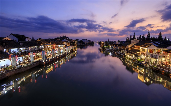 China, Jiangnan, Turismo, Wuzhen, Noche, Río Vistas:14835