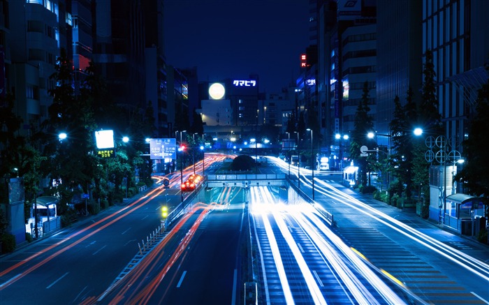 Carretera nocturna, tráfico, iluminación, larga exposición Vistas:12173