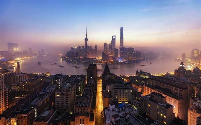 Shanghai, río Huangpu, Lujiazui, rascacielos, mañana Vistas:14652