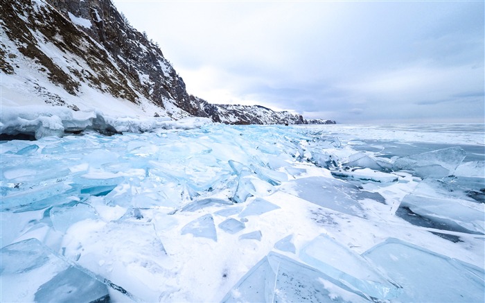 Azul, hielo, nieve, lago, Baikal, Siberia, Rusia Vistas:14584