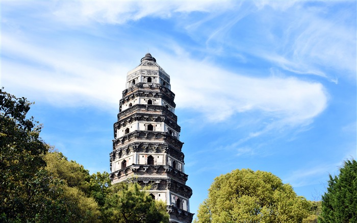 Suzhou, yunyan, templo, torre, céu azul Visualizações:7547