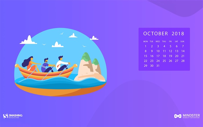 October 2018 Calendars Theme HD Desktop Views:15237