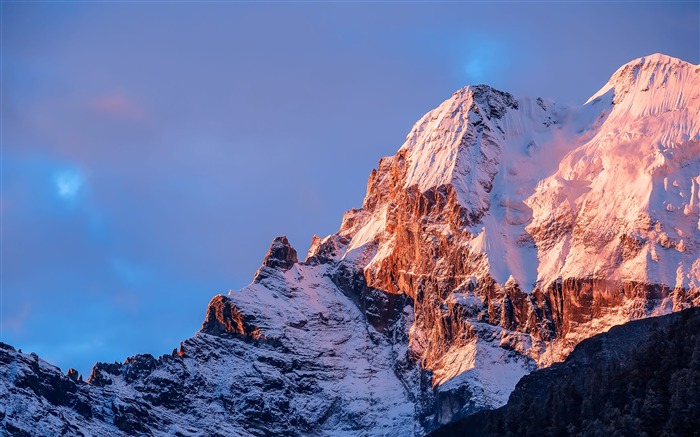 티벳, Yading Shenshan, 눈, 산, 일몰, 사진 찾아보기 :8498