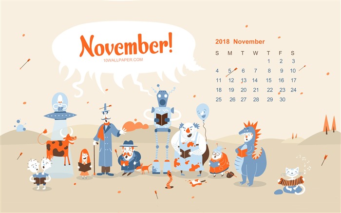 November 2018 Calendars Theme HD Desktop Views:13899