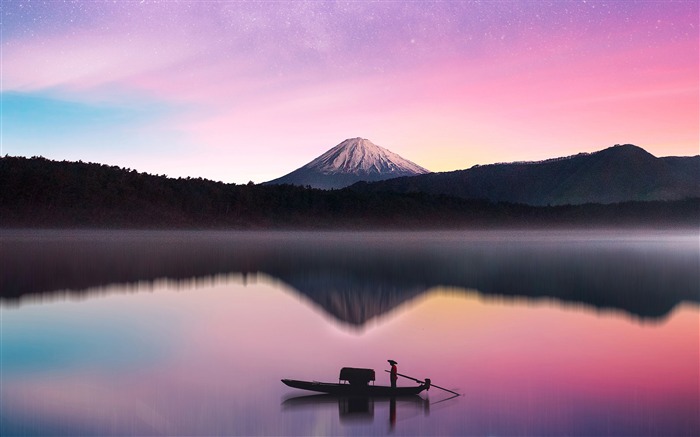 银河，富士山，日落，风景 浏览:14134